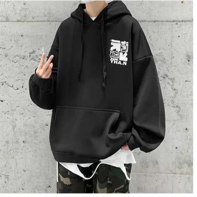 【SIze M-8XL Hoodies】2025 New Men Fashion Cartoon graffiti Letter Print cotton Casual Velvet Oversize Jacket Couple Clothes