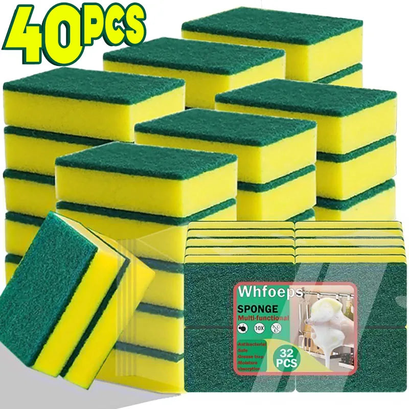 10/50pcs Kitchen Dishwashing Sponge Soft Absorbent Clean Rub Pot Rust Scouring Pad Removing Kits Household Cleaning Brush Sponge