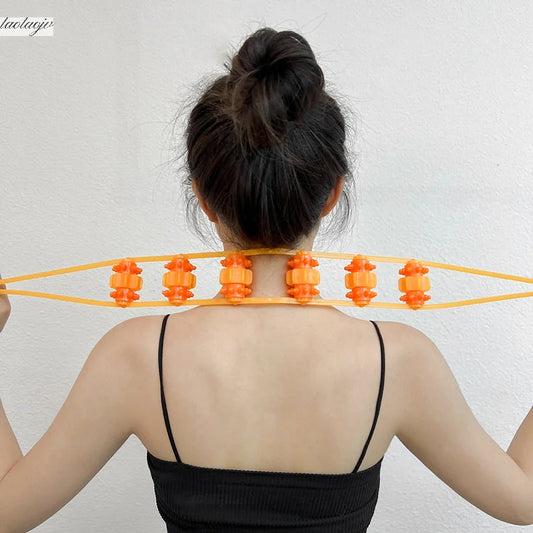 Hand-held Back Shoulder Neck Muscle Massager Plastic Back Puller Fitness Physiotherapy Massage Roller Bead Pull-Back Roller