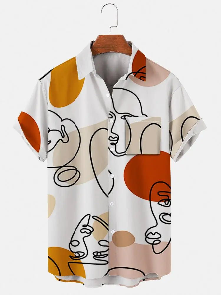 Men's fashionable and minimalist shirts 2023 Summer casual short sleeved Hawaii beach shirt vacation trend