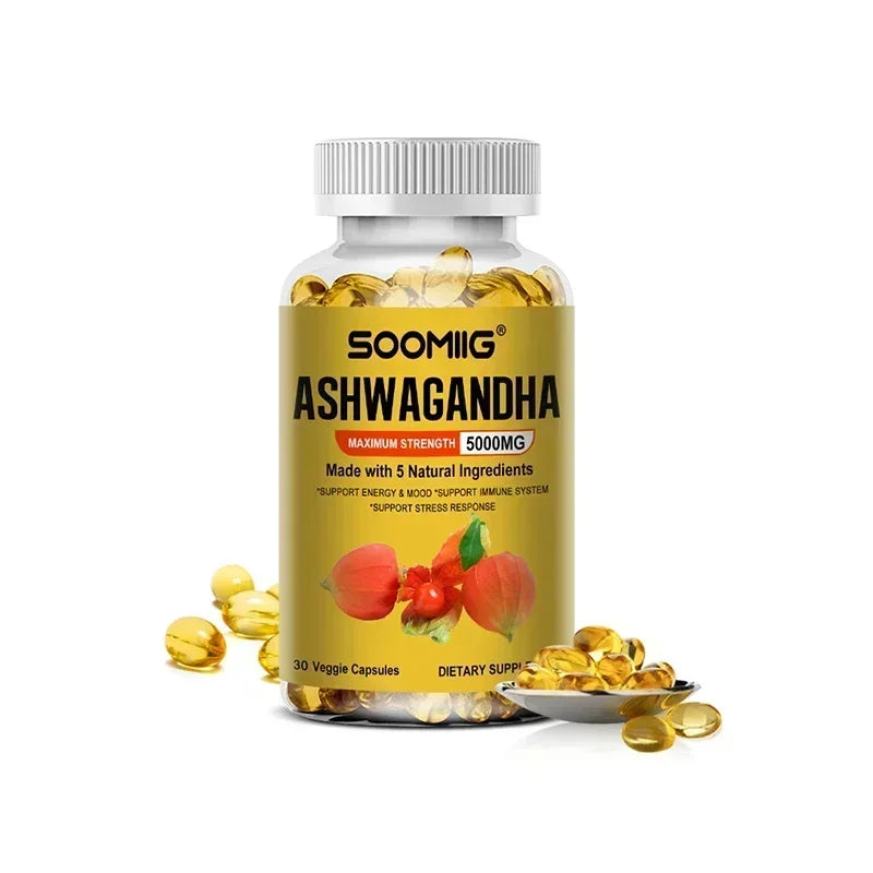 Organic Ashwagandha - Stress Relief & Immune Support Supplement, Supports Balanced Energy Levels, NON-GMO Vegan Capsules
