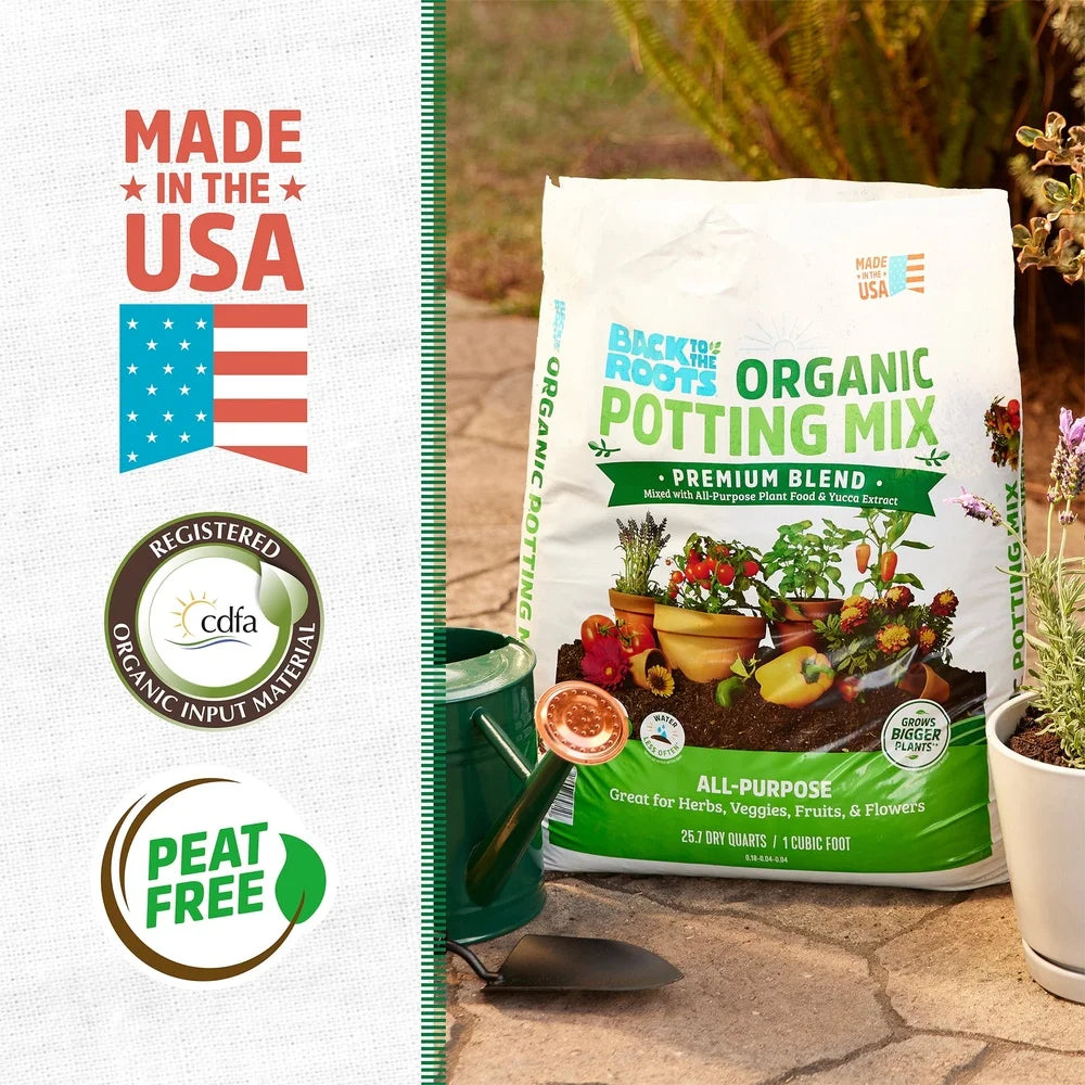 Organic Potting Mix Premium Blend Soil Moisture Control All-Purpose Fertilizer Container Gardening Herbs Vegetables Flowers pH