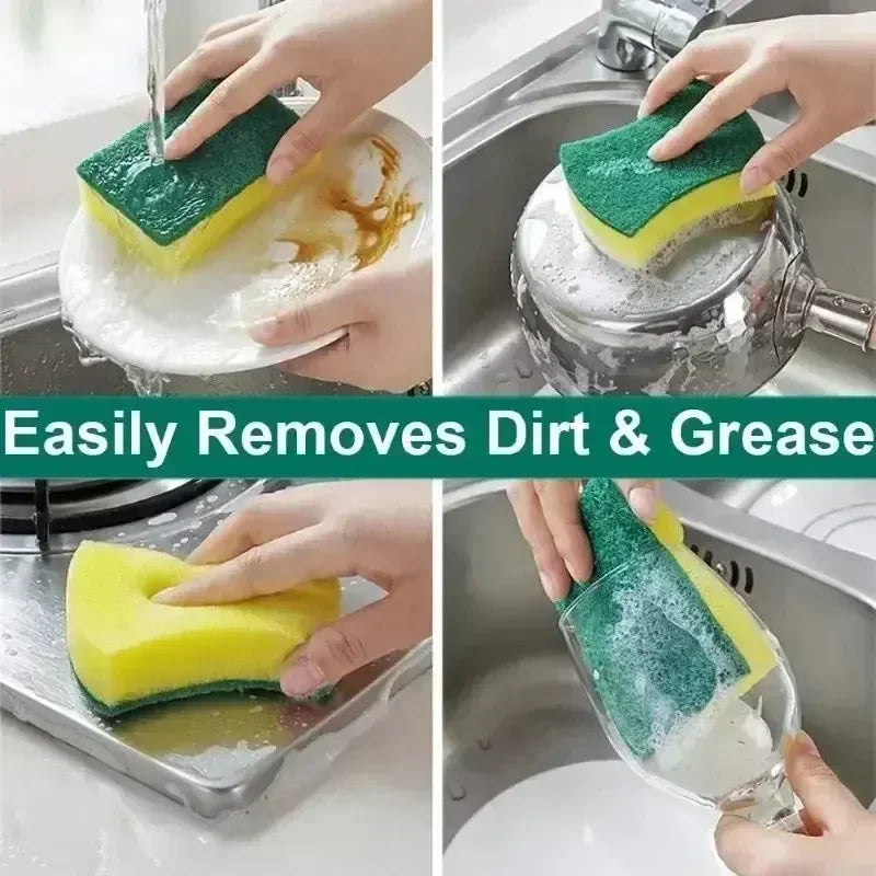 10/50pcs Kitchen Dishwashing Sponge Soft Absorbent Clean Rub Pot Rust Scouring Pad Removing Kits Household Cleaning Brush Sponge