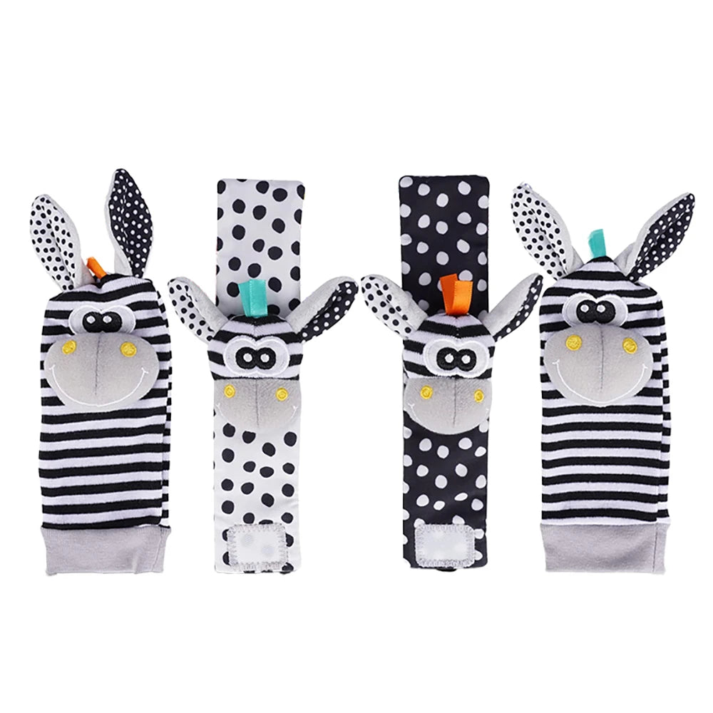1 Set Baby Rattles Toys Infant Toys 0-6 Months  Cute Stuffed Animals Wrist Rattle Foot Finder Socks Newborn Toys Baby boy Gifts