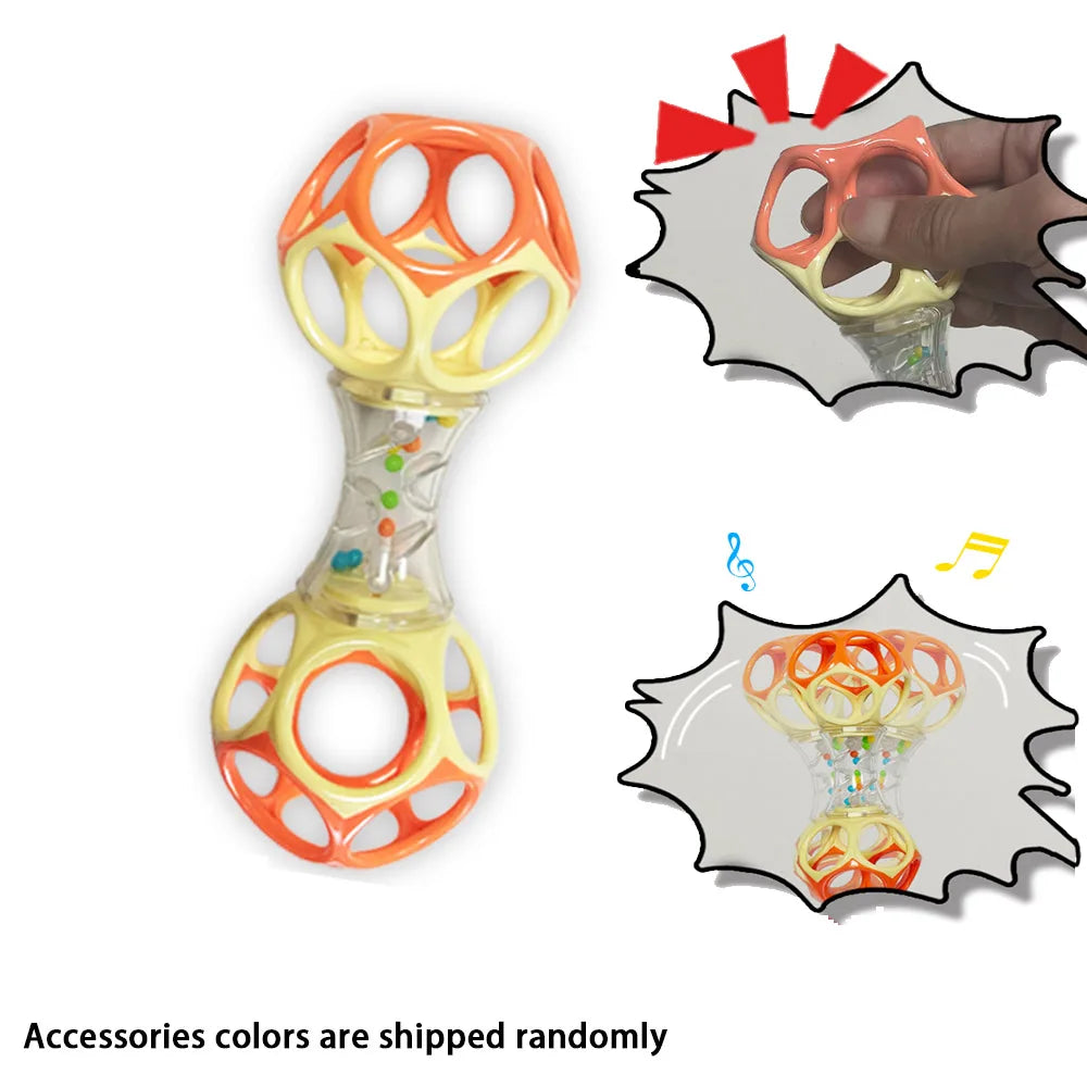 Baby Teether Rattle & Shake Barbell Toy, Ages 3 Months and Up(Random Color）