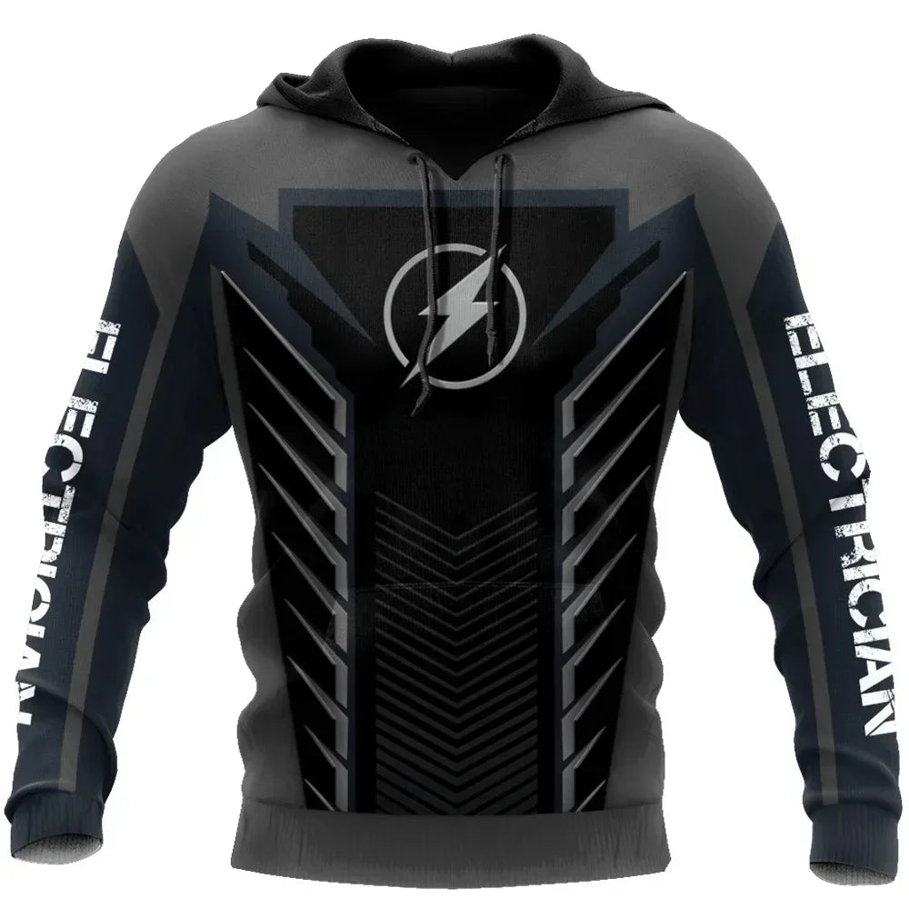 HX Fashion Mens Hoodies 3D Graphic I Am An Electrician Printed Sweatshirts Long Sleeve Pocket Pullovers Harajuku Men Clothing