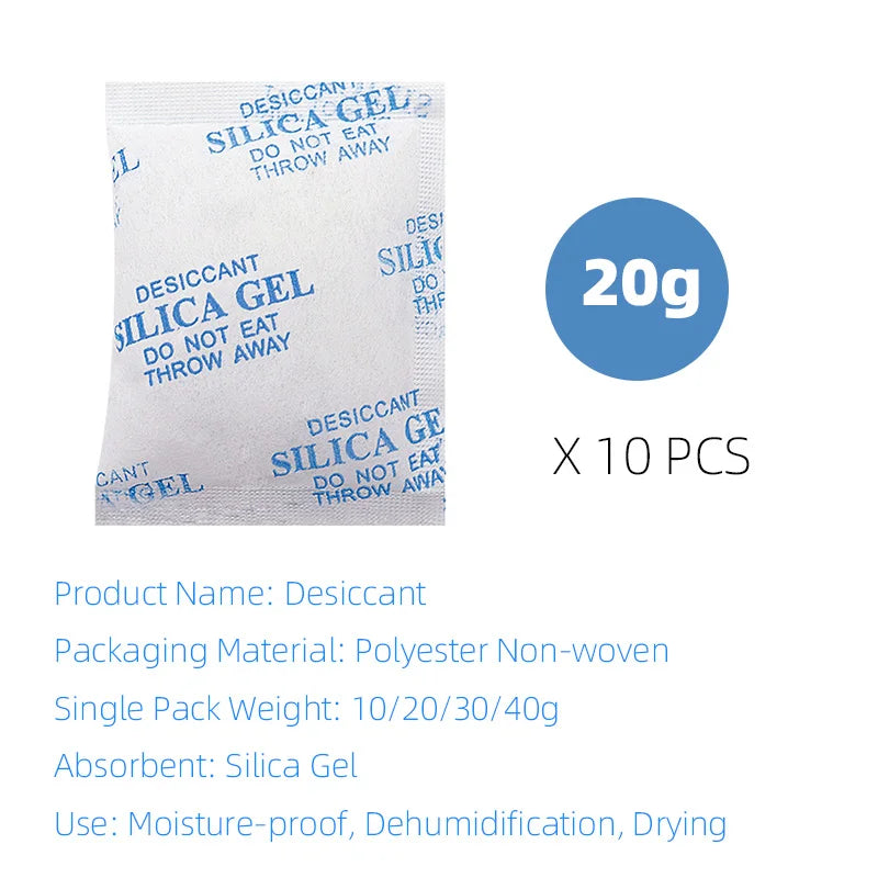 2/5/10/20/30g Package Non Toxic Silica Gel Desiccant Damp Kitchen Room Living Moisture Dehumidifier Absorber Bag