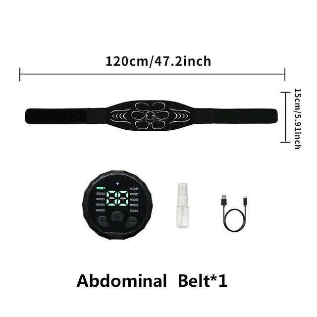 Smart EMS Muscle Stimulator Abdominal Toning Belt Abs Muscle Toner Arm Waist Weight Loss Body Fitness Massager USB Chargeable