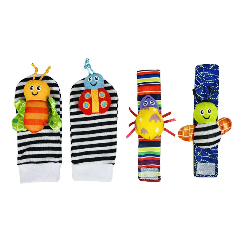 1 Set Baby Rattles Toys Infant Toys 0-6 Months  Cute Stuffed Animals Wrist Rattle Foot Finder Socks Newborn Toys Baby boy Gifts
