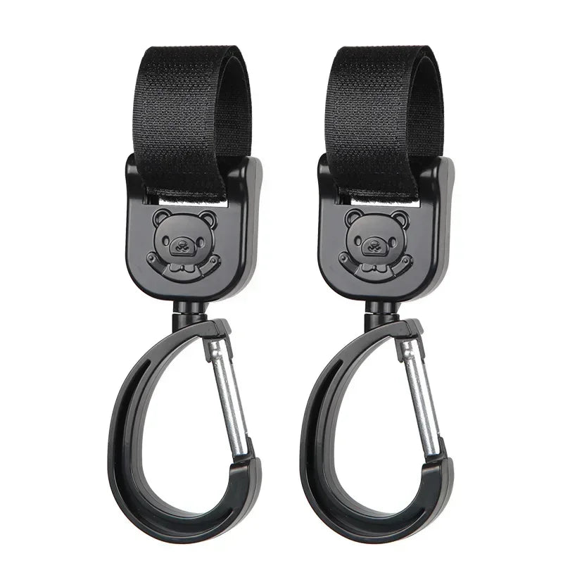 360 Degree Cart Organizer Storage Bag Hanger Universal Outdoor Stroller Accessories Baby Pram Hooks Rotate Hanging Bag