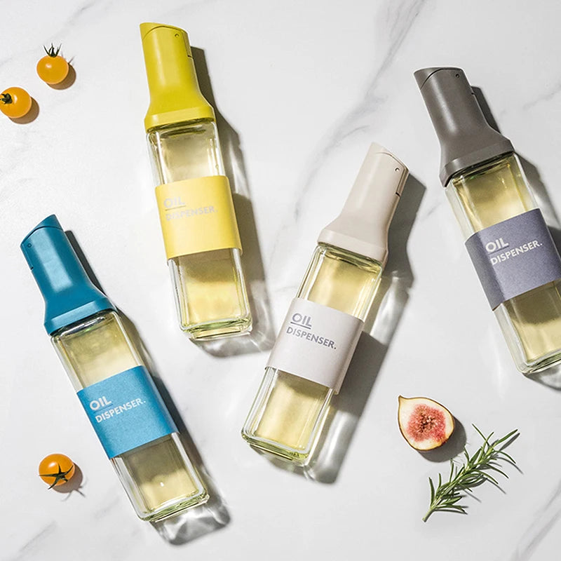 500ml Square Open and Close Oil Pot Kitchen Sauce Vinegar Olive Oil Glass Seasoning Bottle