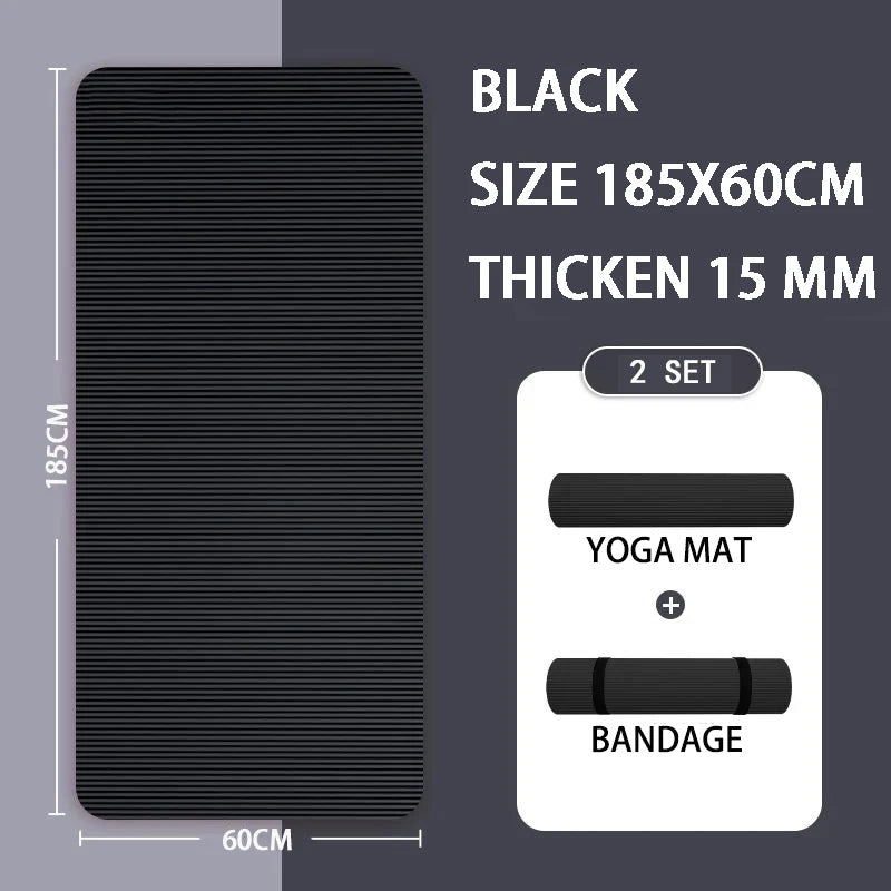 Non-slip Extra Thick 15mm Yoga Mat  Men Women Fitness NBR Soft Mat Tasteless Gym Household Exercise Pilates Yoga Mat