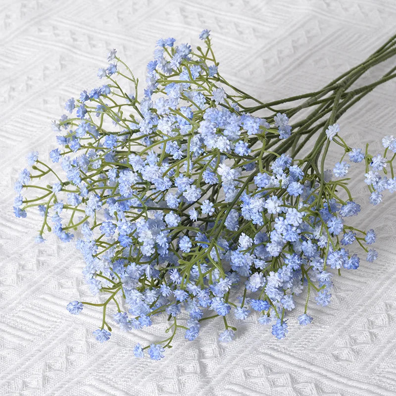 90Heads 52cm White Artificial Flowers Wedding DIY Bouquet Decoration Arrangement Plastic Babies Breath Fake Flower Home Decor
