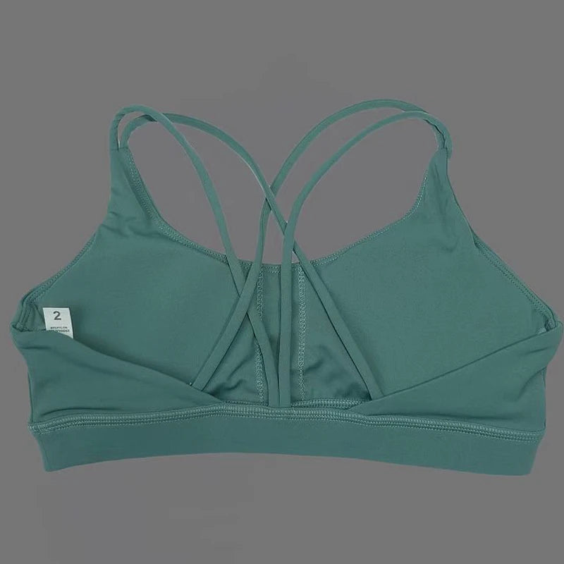 Solid color soft women's yoga bra, tight fitting and gathering, high-strength shockproof fitness, running and cycling sports bra