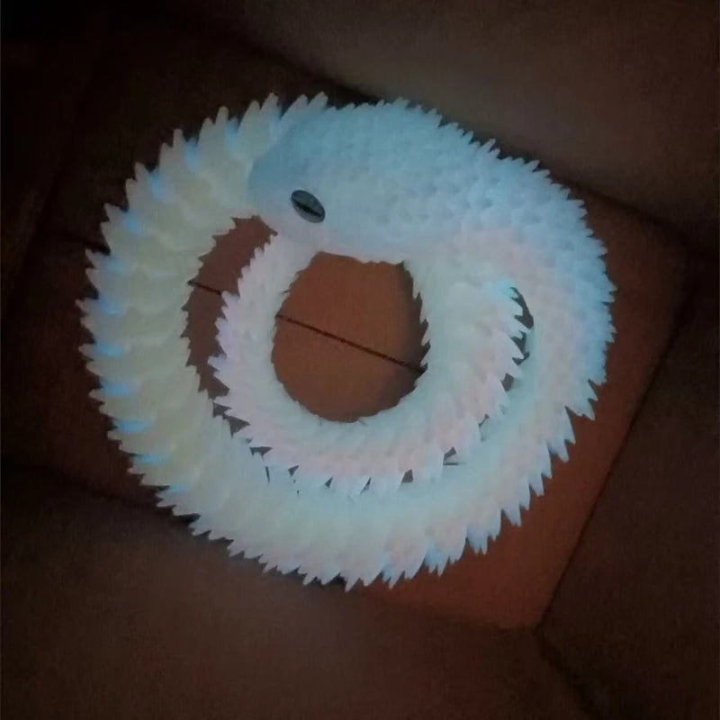 30/60/80cm 3D Printed Luminous Snake Movable Joint Simulation Snake Action Figures Home Office Desktop Ornament Birthday Gifts