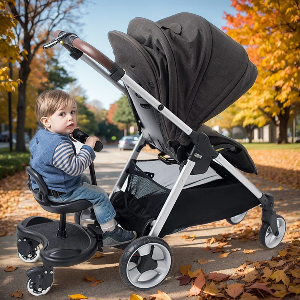 Universal Baby Strollers Pedal Adapter Twins Scooter Hitchhiker Second Child Standing Plate with Seat