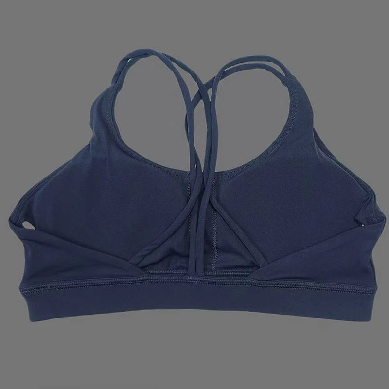 Solid color soft women's yoga bra, tight fitting and gathering, high-strength shockproof fitness, running and cycling sports bra