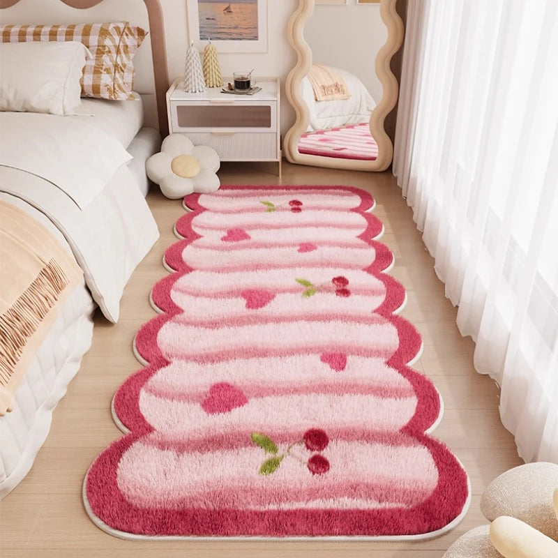 Checkerboard Carpets for Living Room Cute Bedroom Decor Carpet Fluffy Soft Irregular Bedside Plush Rug Home Thickened Floor Mat