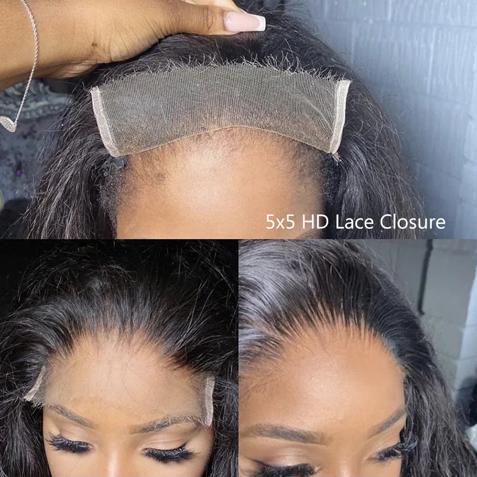 7x7 Invisible Melt Skin Real HD Lace 13x6 6x6 5x5 Pre Plucked Lace Frontal Bye Bye Knots Wigs 100% Virgin straight Hair HD Lace
