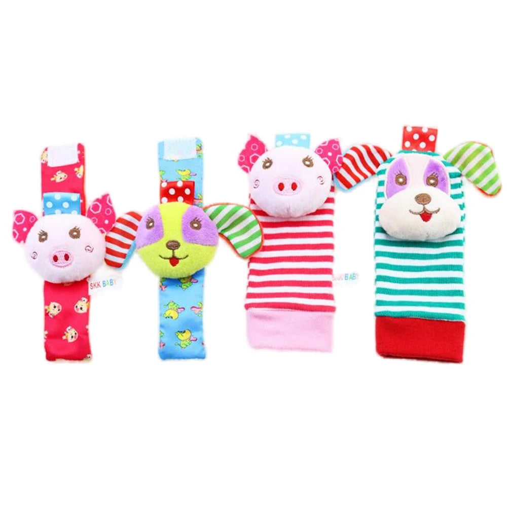 1 Set Baby Rattles Toys Infant Toys 0-6 Months  Cute Stuffed Animals Wrist Rattle Foot Finder Socks Newborn Toys Baby boy Gifts