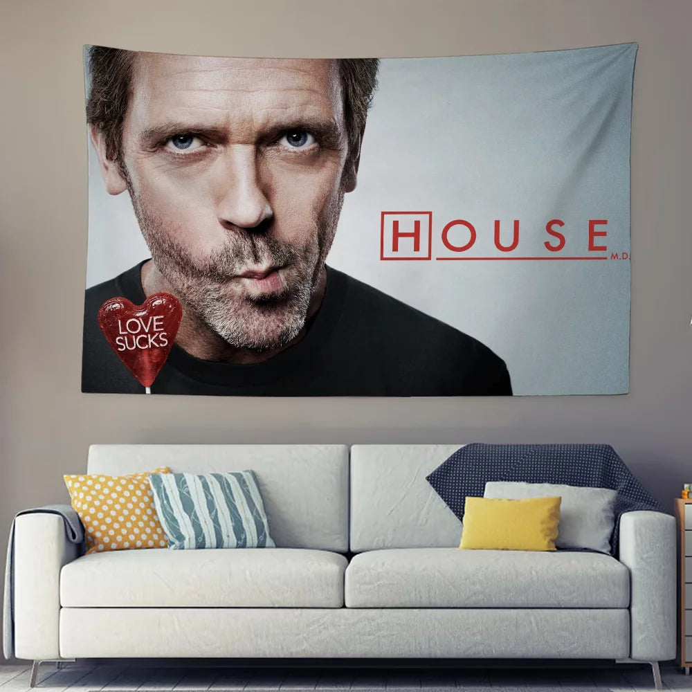 H-House-MD Tapestry Decoration Bedroom Dormitory Background Cloth Holiday Home Party Living Room Club Cloth