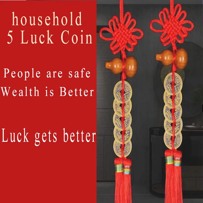 1PCS Feng Shui Decoration Five Emperors Money East And Northwest Home Decor Authentic Gourd Pendant Town House Talisman Coin