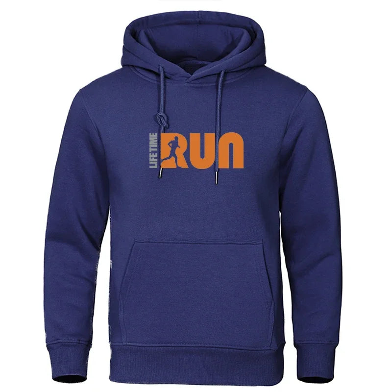 Men's Hoodie Street Fashion Lifetime Run Printed Sweatshirt Fleece Ladies Casual Funny Loose Hooded Top Men's Clothing