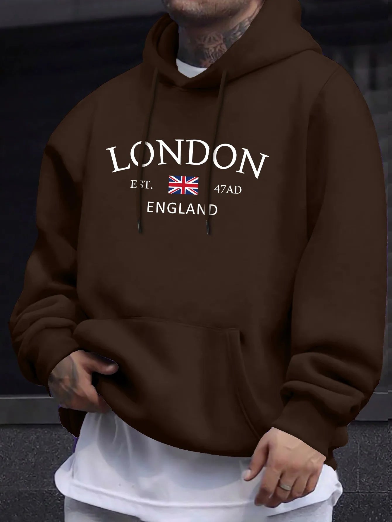 Stylish London England Flag Print Hoodie - Fashion Hoodies for Men with Long Sleeve Comfortable Regular Fit