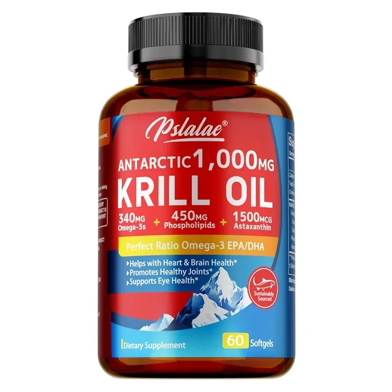 Antarctic Krill Oil Astaxanthin Capsules(EPA, DHA) - Supports Heart and Brain Health, Joint & Muscle Health, Natural Antioxidant