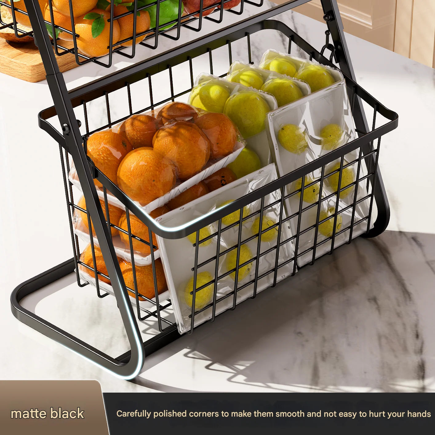 Kitchen Vegetable Storage Shelf, Black Floor To Ceiling Multi-layer Vegetable Rack, Household Vegetable And Fruit Storage Basket