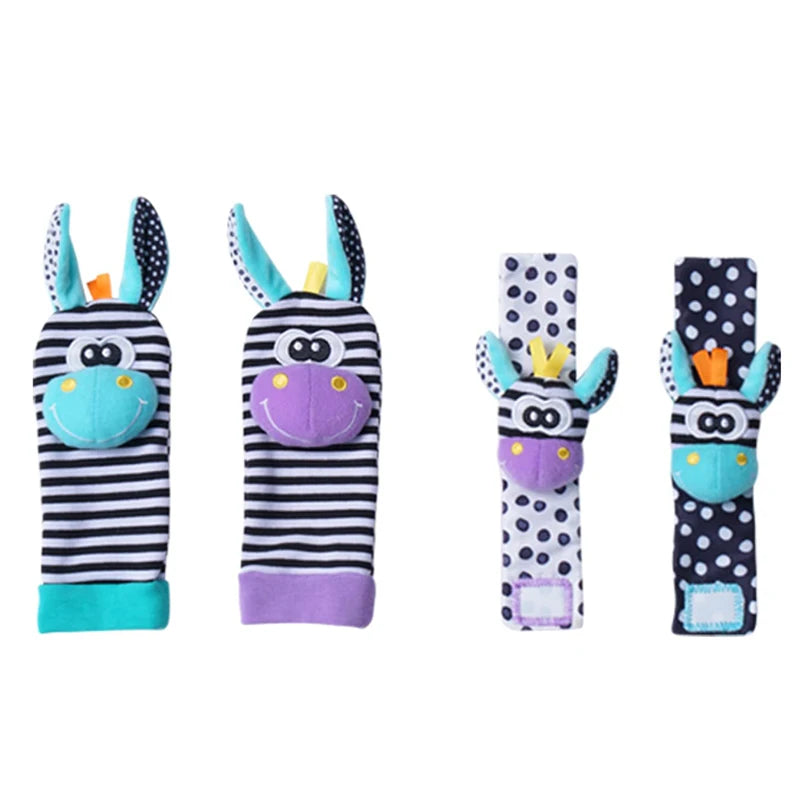 1 Set Baby Rattles Toys Infant Toys 0-6 Months  Cute Stuffed Animals Wrist Rattle Foot Finder Socks Newborn Toys Baby boy Gifts